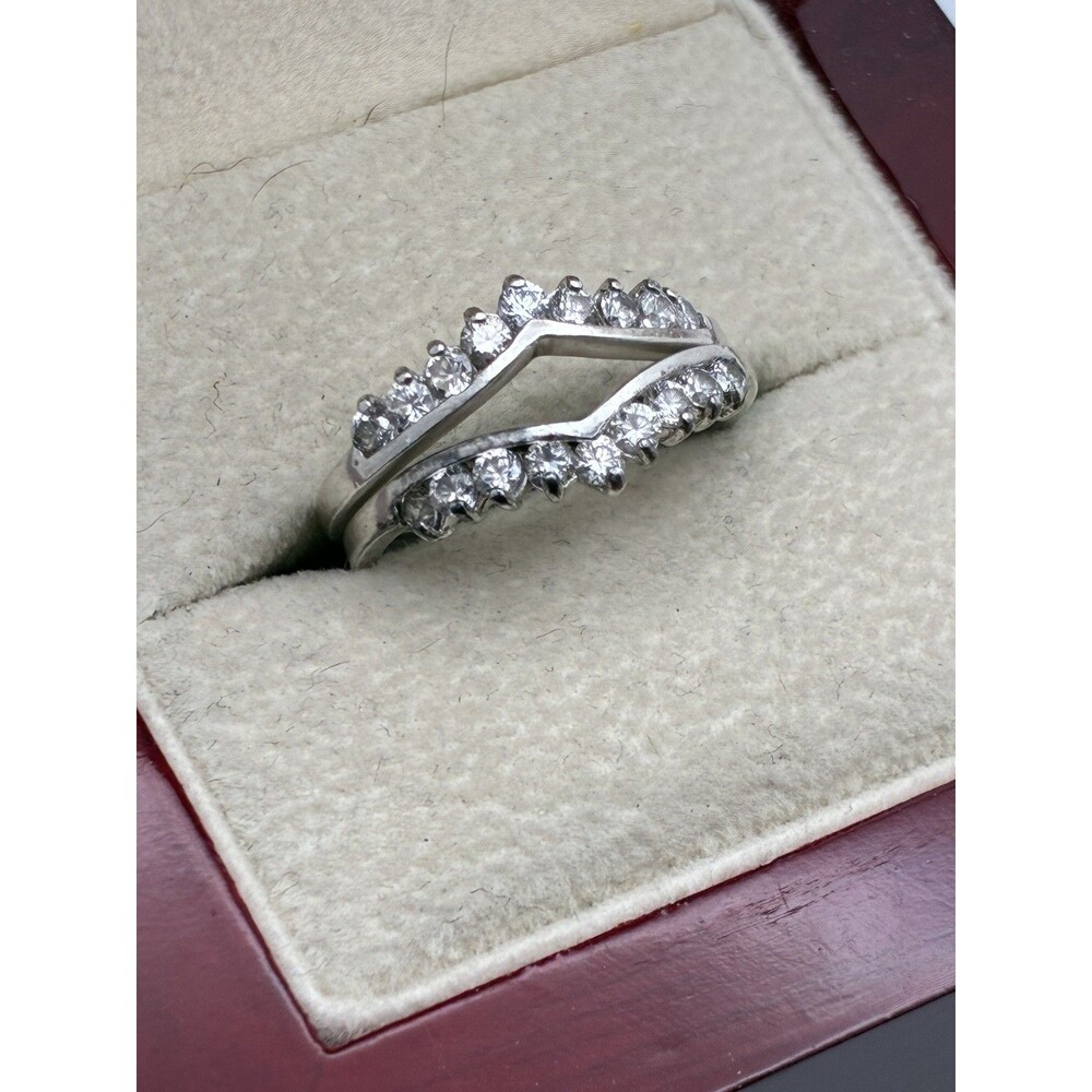 Wedding Bands Crown Style Double Band Sterling 925 Sz 7 Stacked Open